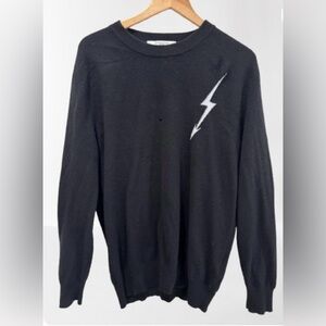 Size L Givenchy Black Cashmere Sweater with White Lightning Boltl